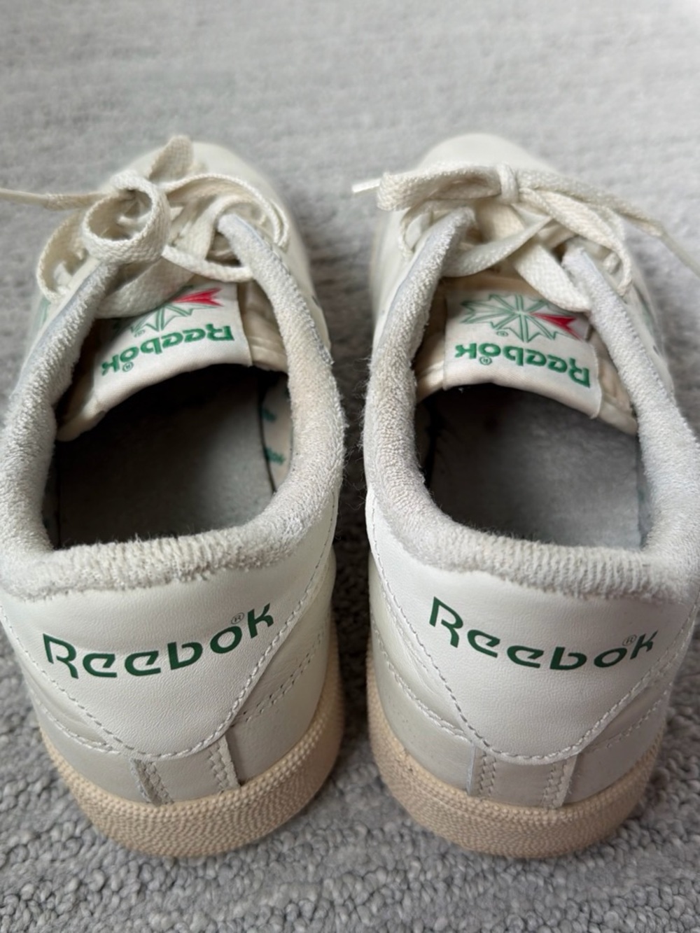 Reebok White/Green Classic Leather Sneakers - Picture 3 of 6